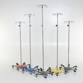 Midcentral Medical SS IV Pole W/Thumb Knob, 2 Hook Top, 6-Leg Spider Base, Yellow, W/3" Casters MCM275-YLW
